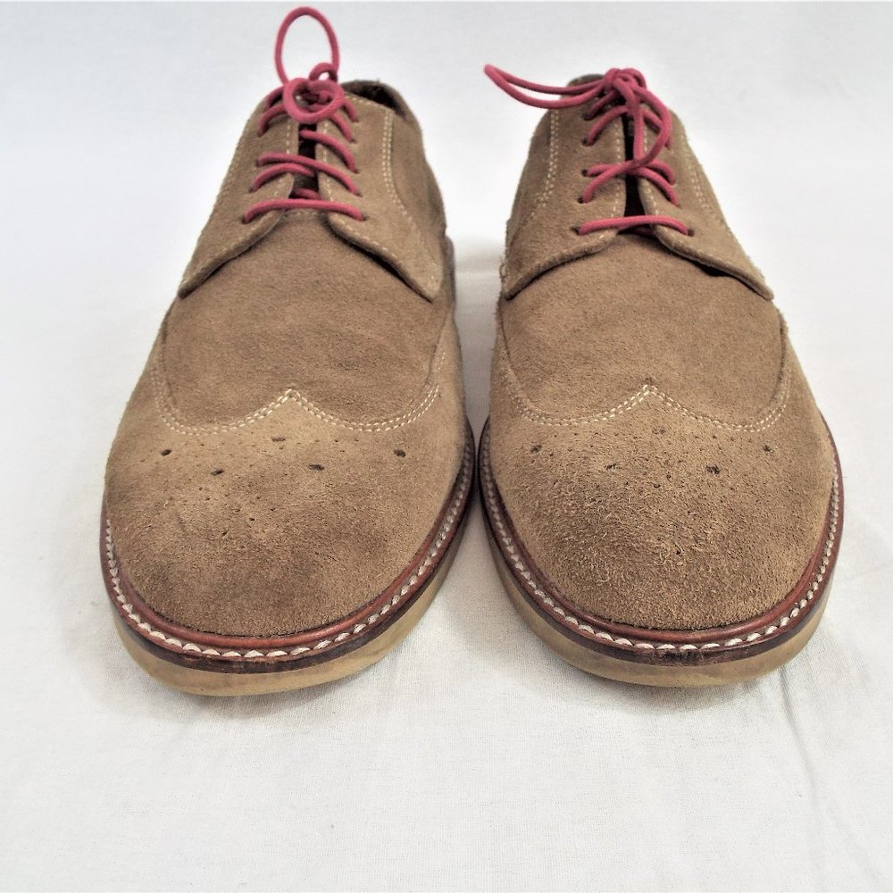 Banana Republic Men's Tan Suede Wingtip Lace-Up Brogue Oxford Shoes Size 9 - Picture 3 of 7